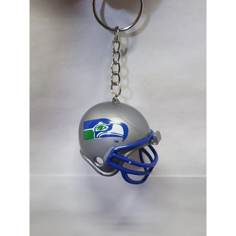 17 pc Seattle Seahawks Fan Lot - Mini Helmet Bead Necklace Ornament Keychain Dec